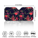Red Violet Roses Floral Pattern Print Car Windshield Sun Shade