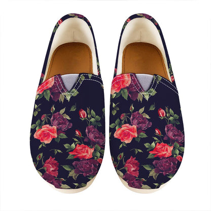 Red Violet Roses Floral Pattern Print Casual Shoes
