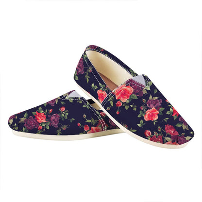 Red Violet Roses Floral Pattern Print Casual Shoes