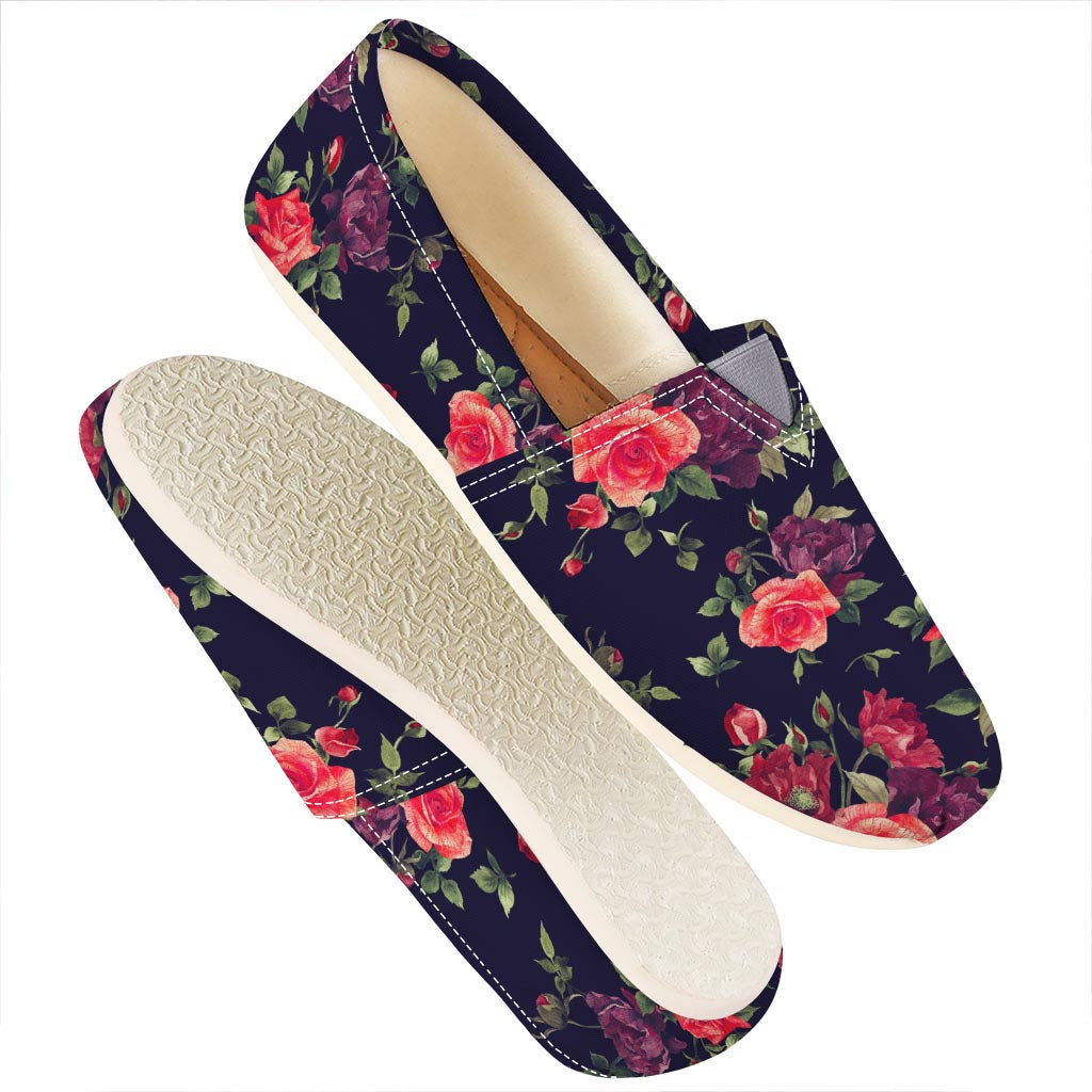Red Violet Roses Floral Pattern Print Casual Shoes