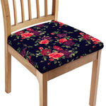 Red Violet Roses Floral Pattern Print Chair Cushion Cover