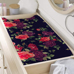 Red Violet Roses Floral Pattern Print Changing Pad Cover