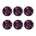 Red Violet Roses Floral Pattern Print Coaster Set
