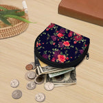 Red Violet Roses Floral Pattern Print Coin Purse