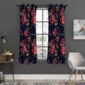 Red Violet Roses Floral Pattern Print Grommet Curtain Panels
