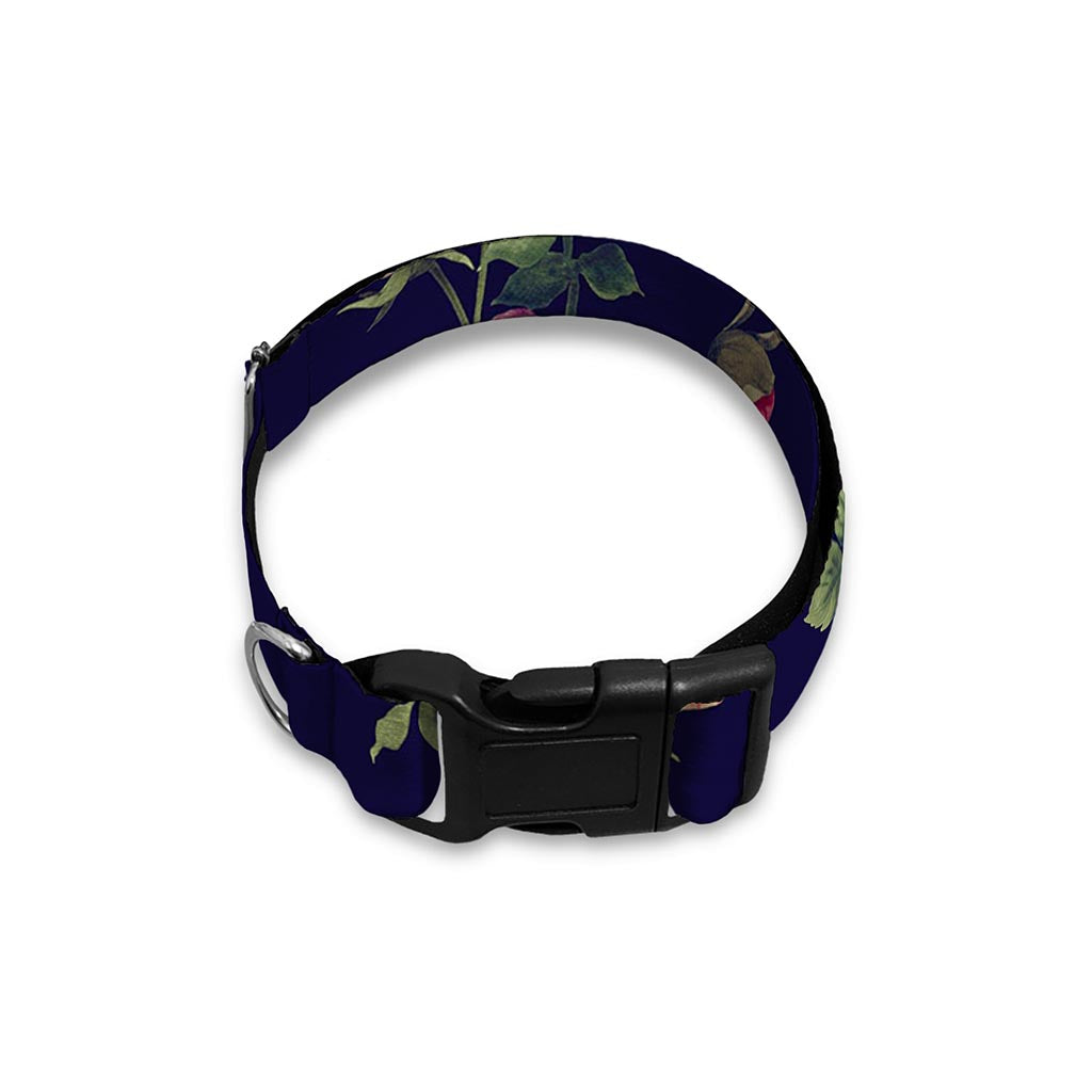 Red Violet Roses Floral Pattern Print Dog Collar