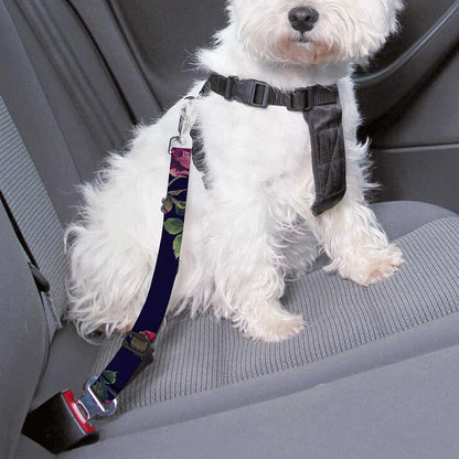 Red Violet Roses Floral Pattern Print Dog Seat Belt
