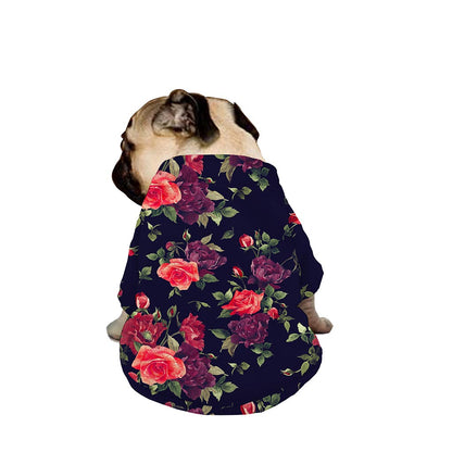 Red Violet Roses Floral Pattern Print Dog Zip Up Jacket