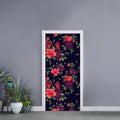 Red Violet Roses Floral Pattern Print Door Sticker