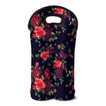 Red Violet Roses Floral Pattern Print Double Neoprene Wine Tote