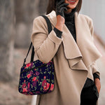 Red Violet Roses Floral Pattern Print Double Strap Bible Bag