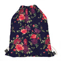 Red Violet Roses Floral Pattern Print Drawstring Bag