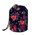 Red Violet Roses Floral Pattern Print Drawstring Makeup Bag