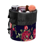 Red Violet Roses Floral Pattern Print Drawstring Makeup Bag