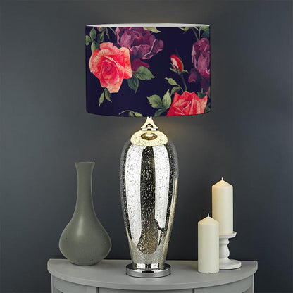 Red Violet Roses Floral Pattern Print Drum Lamp Shade