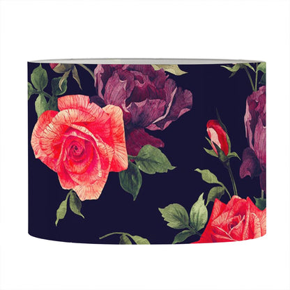 Red Violet Roses Floral Pattern Print Drum Lamp Shade