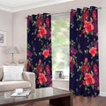 Red Violet Roses Floral Pattern Print Extra Wide Grommet Curtains