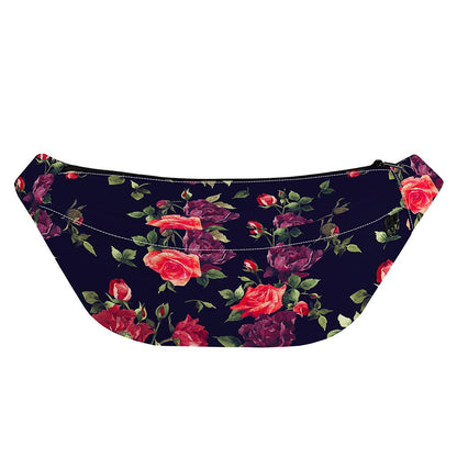 Red Violet Roses Floral Pattern Print Fanny Pack