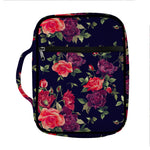 Red Violet Roses Floral Pattern Print Front Pocket Bible Bag