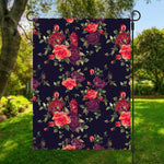 Red Violet Roses Floral Pattern Print Garden Flag