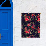 Red Violet Roses Floral Pattern Print Garden Flag