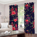 Red Violet Roses Floral Pattern Print Grommet Curtains