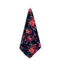 Red Violet Roses Floral Pattern Print Hand Towel