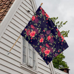 Red Violet Roses Floral Pattern Print House Flag