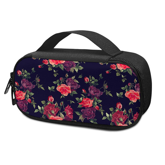 Red Violet Roses Floral Pattern Print Insulin Cooler Travel Case
