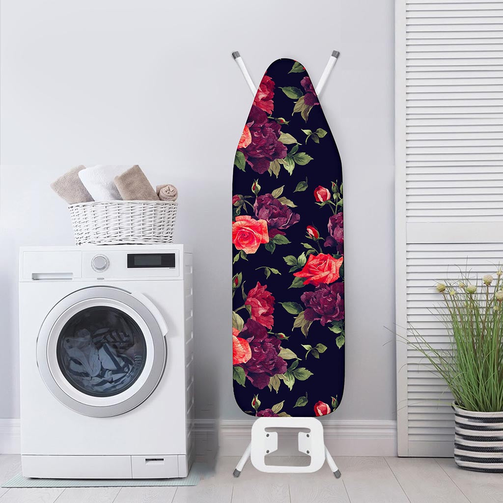 Red Violet Roses Floral Pattern Print Ironing Board Cover