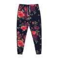 Red Violet Roses Floral Pattern Print Jogger Pants