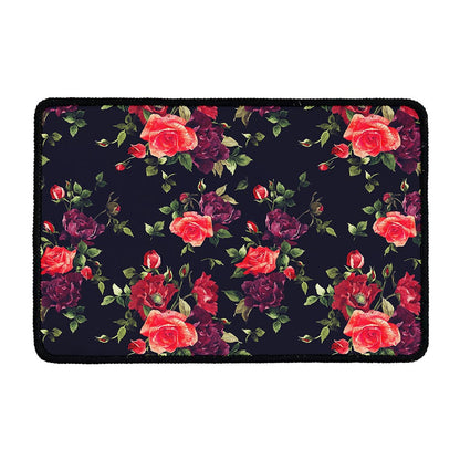 Red Violet Roses Floral Pattern Print Kitchen Mat