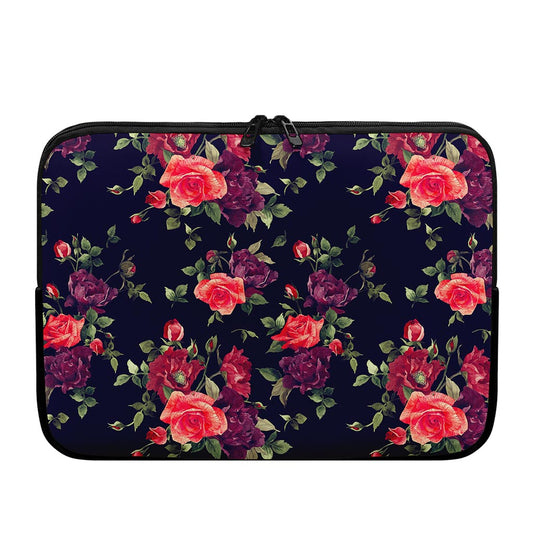 Red Violet Roses Floral Pattern Print Laptop Sleeve