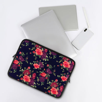 Red Violet Roses Floral Pattern Print Laptop Sleeve
