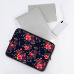 Red Violet Roses Floral Pattern Print Laptop Sleeve