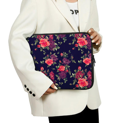 Red Violet Roses Floral Pattern Print Laptop Sleeve