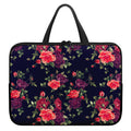 Red Violet Roses Floral Pattern Print Laptop Sleeve With Handle