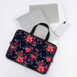 Red Violet Roses Floral Pattern Print Laptop Sleeve With Handle