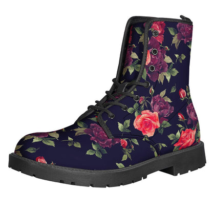 Red Violet Roses Floral Pattern Print Backpack