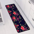 Red Violet Roses Floral Pattern Print Long Kitchen Mat
