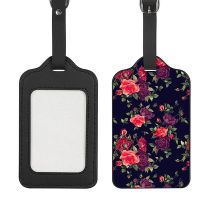 Red Violet Roses Floral Pattern Print Luggage Tag