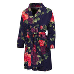 Red Violet Roses Floral Pattern Print Men's Bathrobe