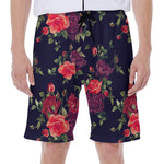 Red Violet Roses Floral Pattern Print Men's Beach Shorts