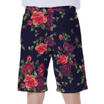 Red Violet Roses Floral Pattern Print Men's Beach Shorts