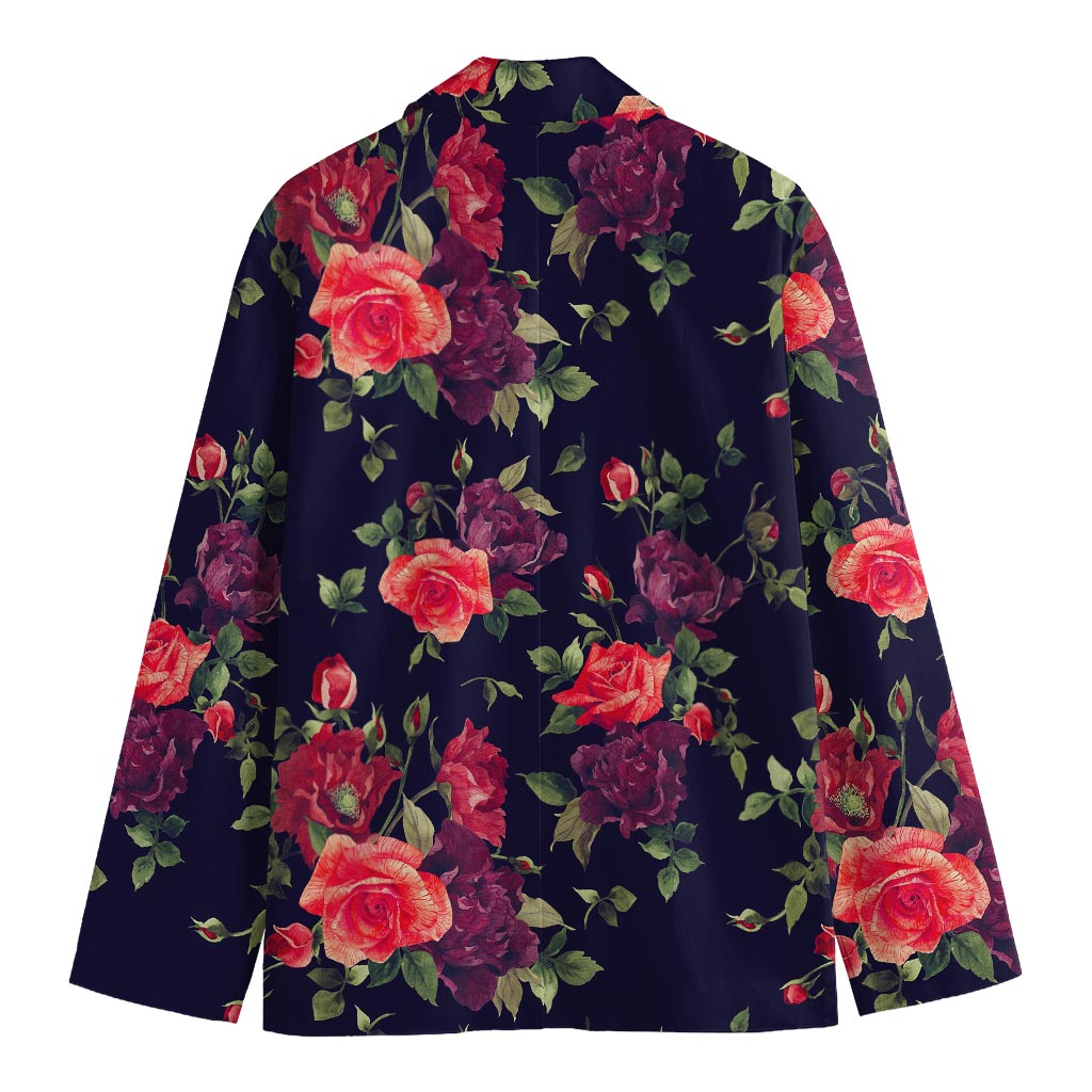 Red Violet Roses Floral Pattern Print Men's Blazer