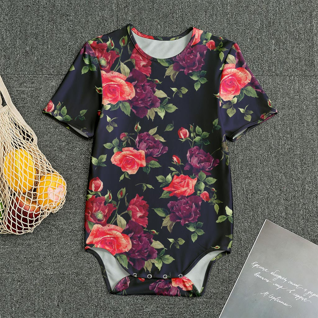 Red Violet Roses Floral Pattern Print Men's Bodysuit