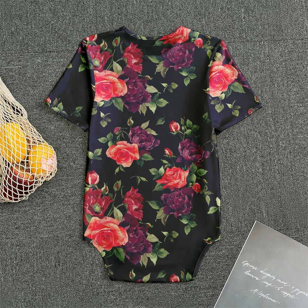 Red Violet Roses Floral Pattern Print Men's Bodysuit