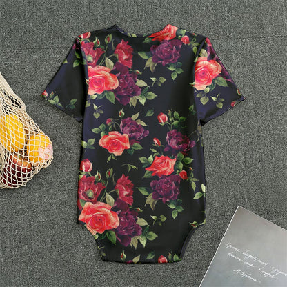 Red Violet Roses Floral Pattern Print Men's Bodysuit