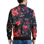 Red Violet Roses Floral Pattern Print Men's Bomber Jacket