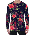 Red Violet Roses Floral Pattern Print Men's Long Sleeve T-Shirt
